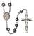 San Martin Caballero Engravable Rosary with Hematite Beads