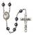 Footprints and Cross Engravable Rosary with Hematite Beads