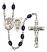 Saint Joan of Arc and Nat'l Guard Rosary with 8X6mm Black Onyx Beads