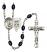 Guardian Angel and Navy Rosary with 8X6mm Black Onyx Beads