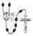 Saint Sebastian and Football Rosary with 8X6mm Black Onyx Beads