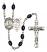 Saint Sebastian and Skiing Rosary with 8X6mm Black Onyx Beads