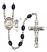 Saint Christopher and Skiing Rosary with 8X6mm Black Onyx Beads