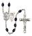 Saint Sebastian and Baseball Rosary with 8X6mm Black Onyx Beads