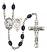 Saint Sebastian and Football Rosary with 8X6mm Black Onyx Beads