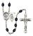 Guardian Angel and Baseball Rosary with 8X6mm Black Onyx Beads