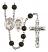 Saint Joan of Arc and Nat'l Guard Rosary with Black Onyx Beads