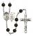 Guardian Angel and Air Force Rosary with Black Onyx Beads