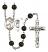 Saint Christopher and Figure Skating Rosary with Black Onyx Beads