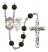 Saint Sebastian and Football Rosary with Black Onyx Beads