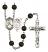 Saint Sebastian and Ice Hockey Rosary with Black Onyx Beads