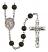 San Martin Caballero Engravable Rosary with Black Onyx Beads