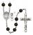 Saint Christopher and Lacrosse Rosary with Black Onyx Beads