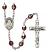 Saint Frances Cabrini Engravable Rosary with Garnet Aurora Borealis Beads