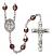 Virgen Milagrosa Engravable Rosary with Garnet Aurora Borealis Beads