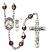 Saint Christopher and Baseball Rosary with Garnet Aurora Borealis Beads