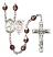 Saint Sebastian and Figure Skating Rosary with Garnet Aurora Borealis Beads