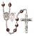 Saint Sebastian and Motorcycle Rosary with Garnet Aurora Borealis Beads