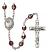 Footprints and Cross Engravable Rosary with Garnet Aurora Borealis Beads