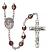 Virgen del Lourdes Engravable Rosary with Garnet Aurora Borealis Beads