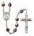 Our Lady of Victory Engravable Rosary with Garnet Aurora Borealis Beads