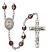 Corazon Inmaculado de Maria Engravable Rosary with Garnet Aurora Borealis Beads