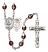 Saint Sebastian and Baseball Rosary with Garnet Aurora Borealis Beads