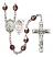 Saint Sebastian and Soccer Rosary with Garnet Aurora Borealis Beads