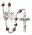 Saint Sebastian and Track & Field-Woman Rosary with Garnet Aurora Borealis Beads