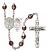 Saint Sebastian and Dance Rosary with Garnet Aurora Borealis Beads