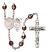 Saint Sebastian and Gymnastics Rosary with Garnet Aurora Borealis Beads