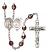 Saint SEBASTIAN and Women's Soccer Rosary with Garnet Aurora Borealis Beads