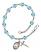 Saint Frances Cabrini Engravable Rosary Bracelet with Aqua Beads