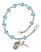 Saint Charles Borromeo Engravable Rosary Bracelet with Aqua Beads