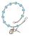 Saint David of Wales Engravable Rosary Bracelet with Aqua Beads