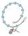 Saint George Engravable Rosary Bracelet with Aqua Beads