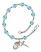 Saint Isidore of Seville Engravable Rosary Bracelet with Aqua Beads