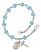 Saint Joan of Arc Engravable Rosary Bracelet with Aqua Beads