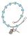 Saint Michael the Archangel Engravable Rosary Bracelet with Aqua Beads