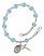 Sts. Cosmas & Damian Engravable Rosary Bracelet with Aqua Beads