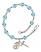 Saint Sebastian and Track & Field Rosary Bracelet with Aqua Beads