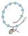 Saint Isaac Jogues Engravable Rosary Bracelet with Aqua Beads