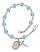 Saint Finnian of Clonard Engravable Rosary Bracelet with Aqua Beads