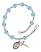 Saint Josemaria Escriva Engravable Rosary Bracelet with Aqua Beads