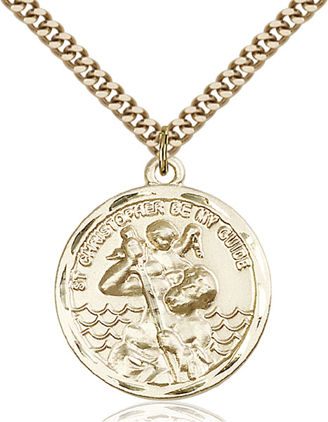 Round Gold-Filled St. Christopher Pendant - Engrave it!