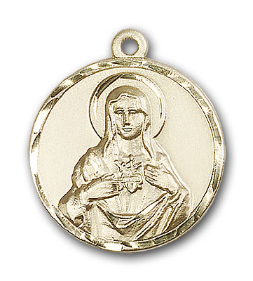 14K Gold Immaculate Heart of Mary Pendant - Engravable