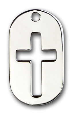 Sterling Silver Cross Dog Tag Pendant
