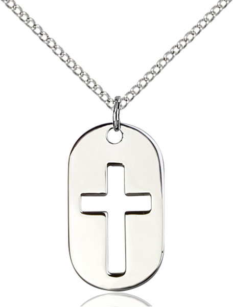 Sterling Silver Cross Dog Tag Pendant
