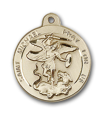 14K Gold St. Michael the Archangel Pendant - Engravable