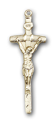 14K Gold Papal Crucifix Pendant